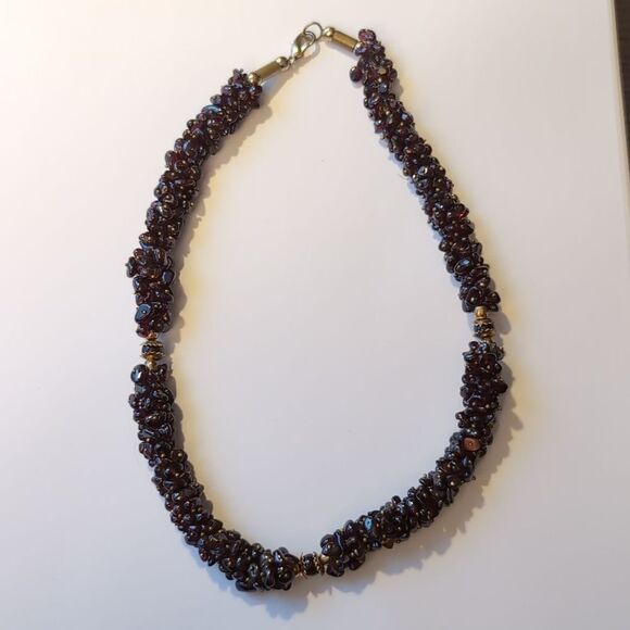 Vintage Semi precious mineral multi strand burg necklace genuine natural garnet - Picture 6 of 11